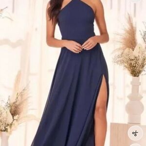Lulu's halter Navy Blue Dress